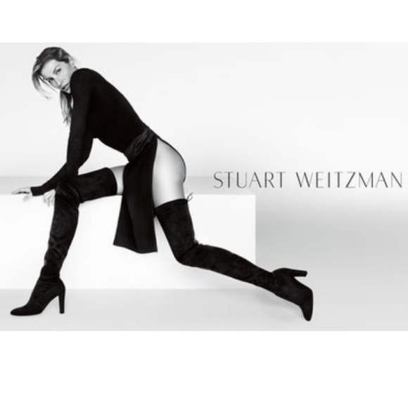 Rare Stuart Weitzman Alllegs OTK Thigh High Stretch Velvet Boots Heels Sz 8 - Picture 4 of 14